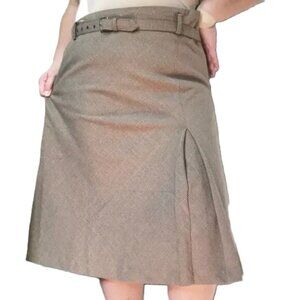 JACLYN SMITH Houndstooth Zip Belted Brown Maxi Career Skirt Womens Size 12